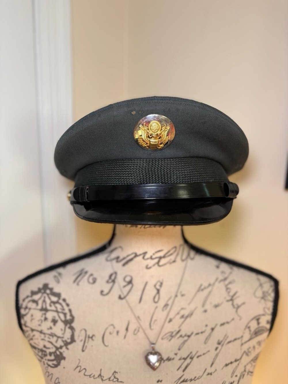 Vintage WW2 WWII US Military Army Officer's Enlisted Field Visor Cap Hat